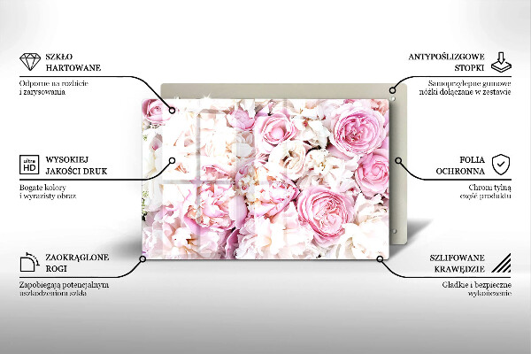 Tűzhelyvédő üveglap Bazsarózsa csokor