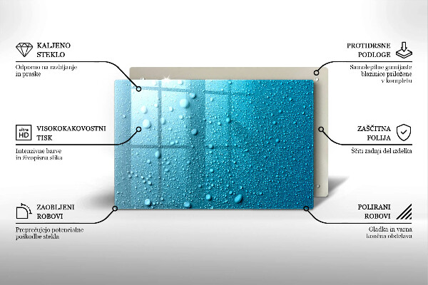 Tűzhelyvédő üveglap Vízcseppek