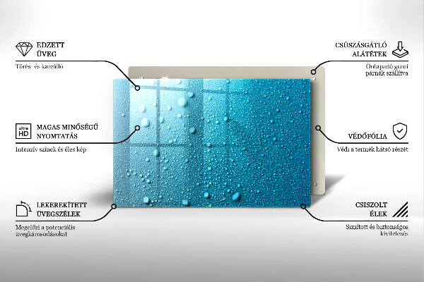 Tűzhelyvédő üveglap Vízcseppek