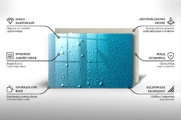 Tűzhelyvédő üveglap Vízcseppek