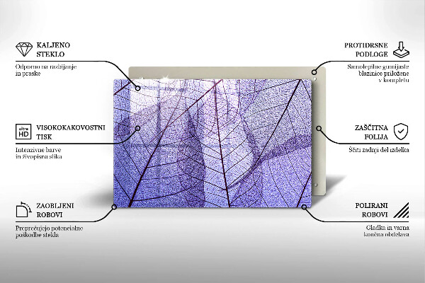 Tűzhelyvédő üveglap Levelek erekkel