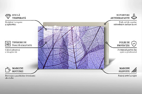 Tűzhelyvédő üveglap Levelek erekkel