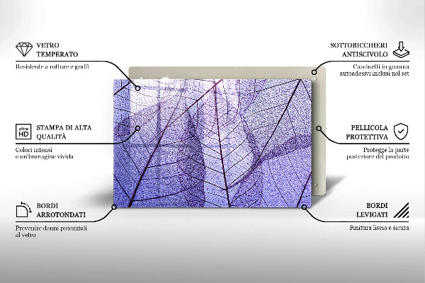 Tűzhelyvédő üveglap Levelek erekkel