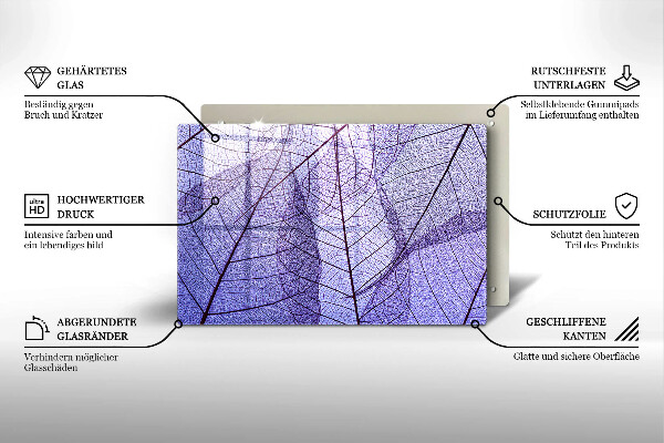 Tűzhelyvédő üveglap Levelek erekkel