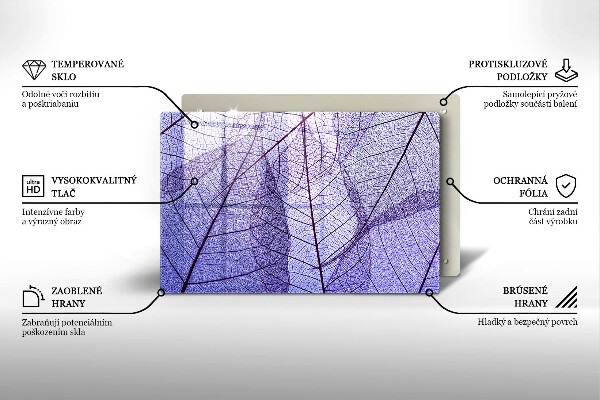 Tűzhelyvédő üveglap Levelek erekkel
