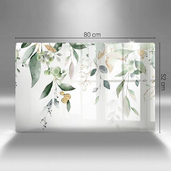 Tűzhelyvédő üveglap Akvarell levelek