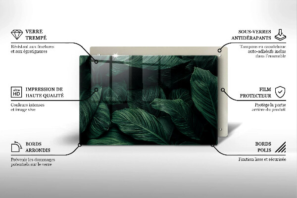 Főzőlap védő üveglap Sötét levelek