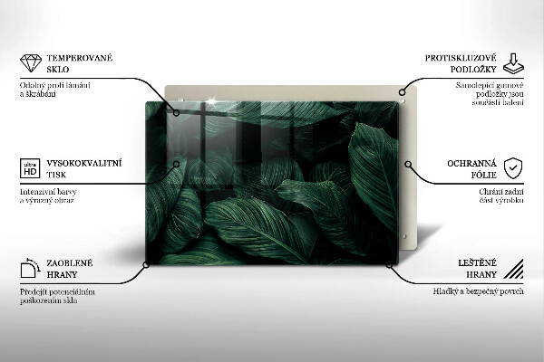 Főzőlap védő üveglap Sötét levelek