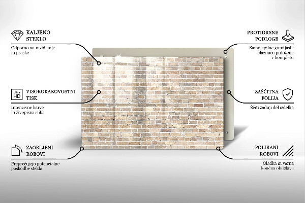Főzőlap védő üveglap Világos téglafal