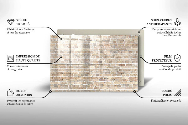 Főzőlap védő üveglap Világos téglafal