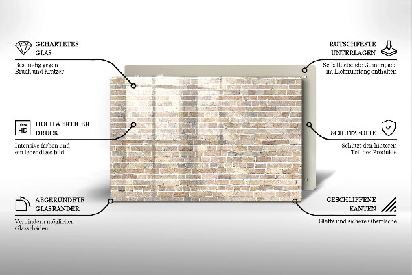 Főzőlap védő üveglap Világos téglafal