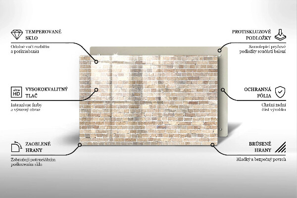 Főzőlap védő üveglap Világos téglafal