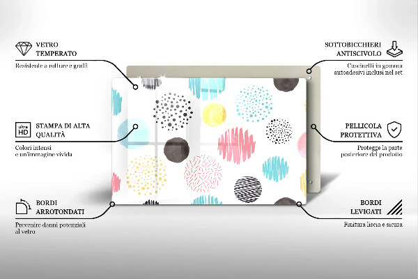 Főzőlap védő üveglap Festett formák