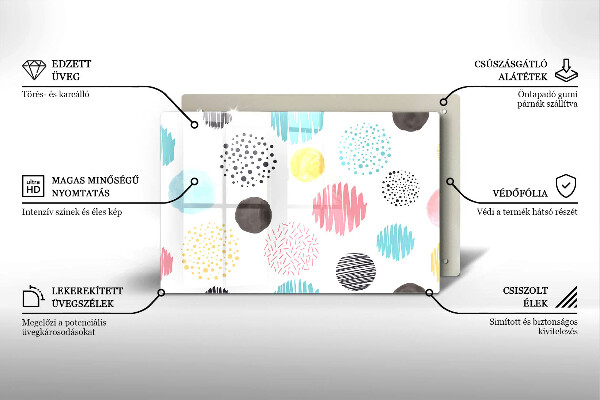 Főzőlap védő üveglap Festett formák