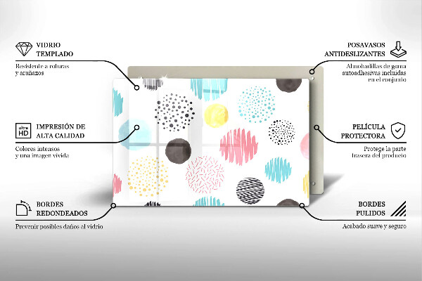 Főzőlap védő üveglap Festett formák