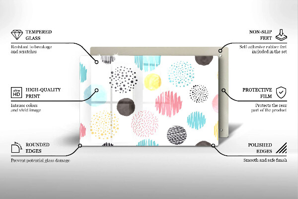 Főzőlap védő üveglap Festett formák