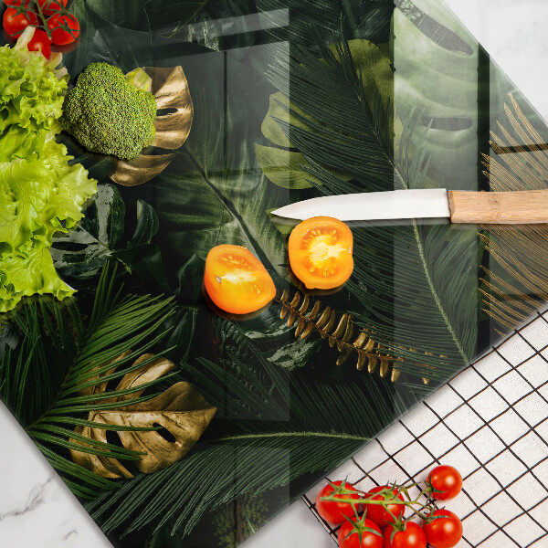 Főzőlap védő üveglap Arany monstera levelek