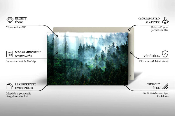 Főzőlap védő üveglap Erdő a ködben