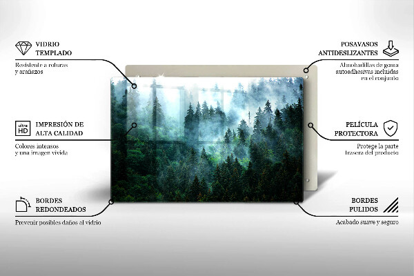 Főzőlap védő üveglap Erdő a ködben