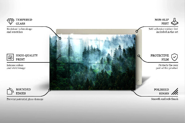 Főzőlap védő üveglap Erdő a ködben