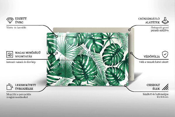 Főzőlap védő üveglap Monstera levelek