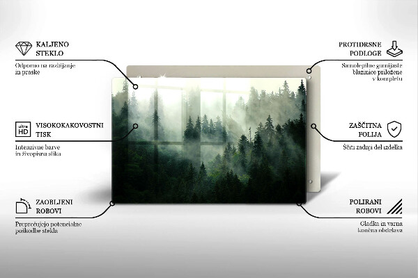 Főzőlap védő üveglap Ködös erdei táj