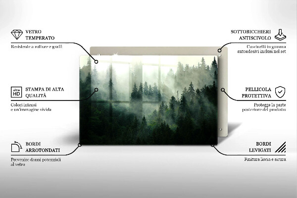 Főzőlap védő üveglap Ködös erdei táj