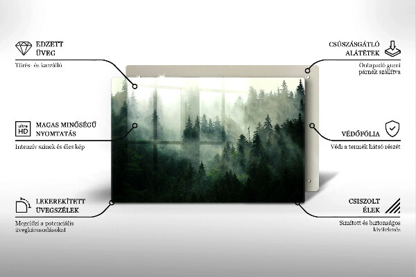 Főzőlap védő üveglap Ködös erdei táj