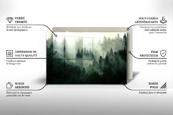 Főzőlap védő üveglap Ködös erdei táj