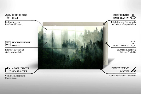 Főzőlap védő üveglap Ködös erdei táj