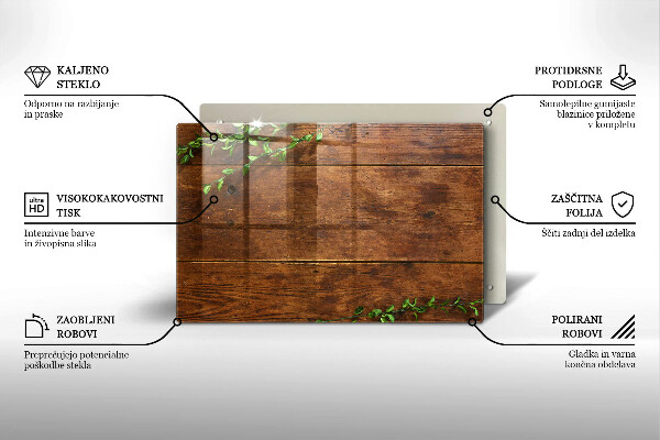 Főzőlap védő üveglap Fa táblák és levelek