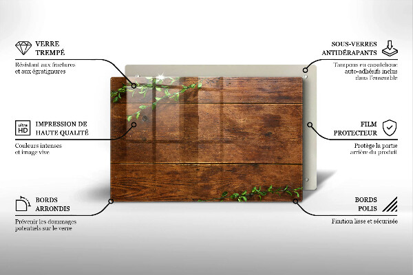 Főzőlap védő üveglap Fa táblák és levelek