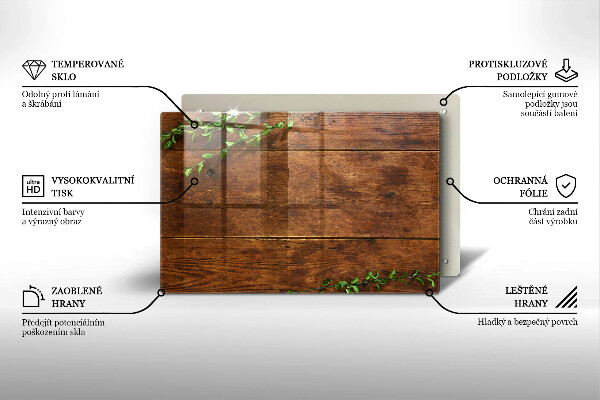 Főzőlap védő üveglap Fa táblák és levelek