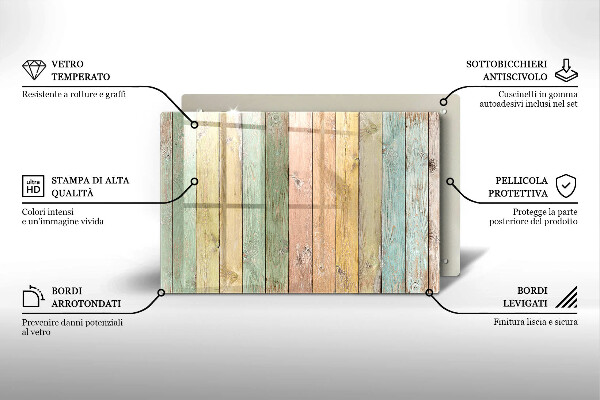 Főzőlap védő üveglap Színes vintage táblák