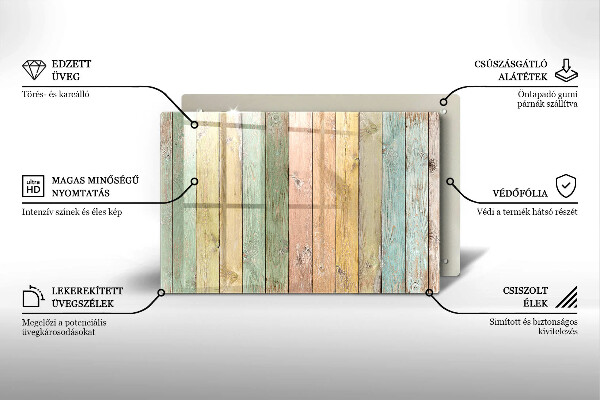 Főzőlap védő üveglap Színes vintage táblák