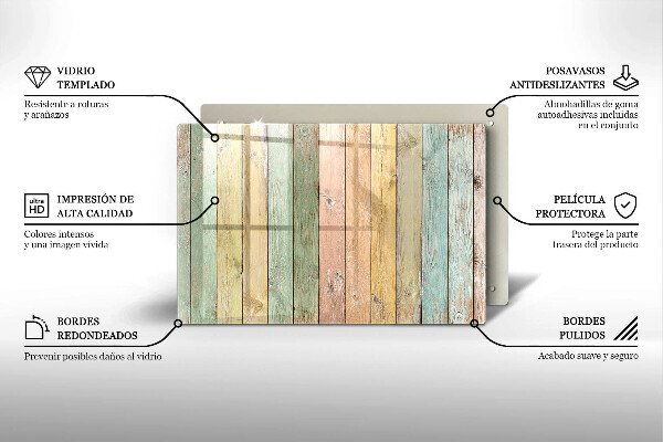Főzőlap védő üveglap Színes vintage táblák