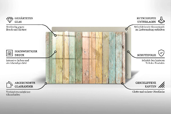 Főzőlap védő üveglap Színes vintage táblák