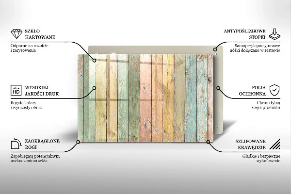 Főzőlap védő üveglap Színes vintage táblák