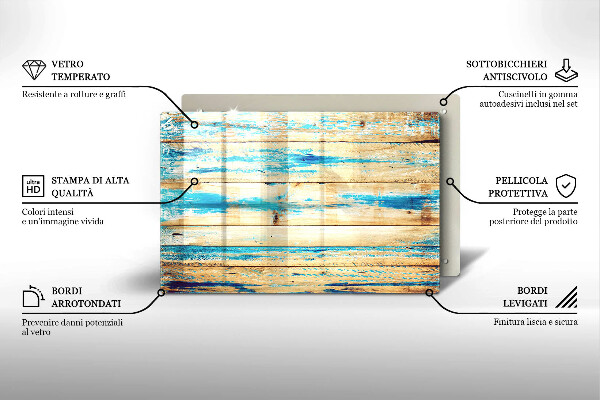 Főzőlap védő üveglap Retro fa táblák