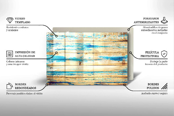 Főzőlap védő üveglap Retro fa táblák