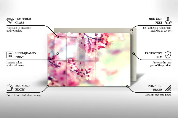 Főzőlap védő üveglap Természet alma virágok