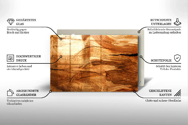 Főzőlap védő üveglap Fa tábla textúra