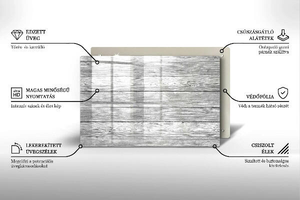 Főzőlap védő üveglap Régi fa táblák