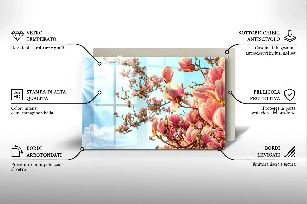 Tűzhelyvédő üveglap Rózsaszín virágú fa