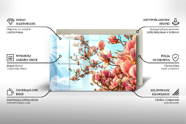 Tűzhelyvédő üveglap Rózsaszín virágú fa