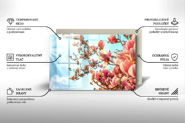 Tűzhelyvédő üveglap Rózsaszín virágú fa