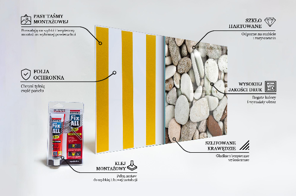 Konyhai üveg fali panel Köves tengerpart