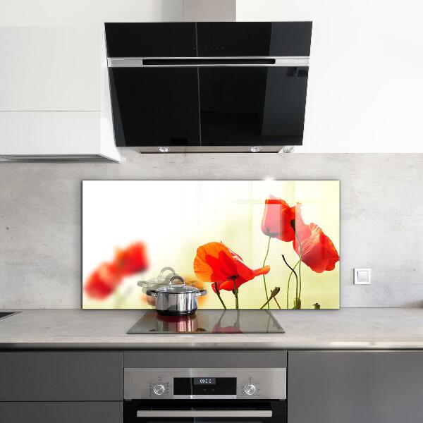 Konyhai fali panel Mezei rét piros pipacsokkal