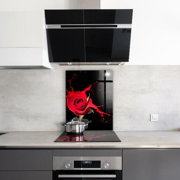 Konyhai fali panel Vörös rózsa absztrakt