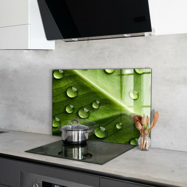 Konyhai fali panel Levél a reggeli harmat cseppjeivel